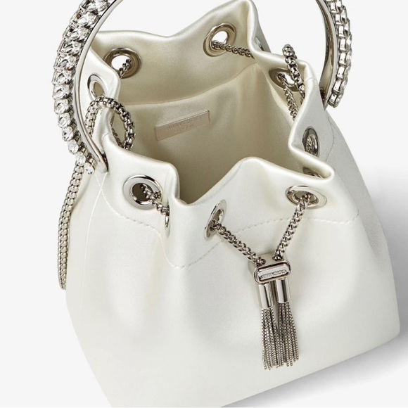 Jimmy Choo Bon Bon
Ivory Satin Bag with Crystal Handle - Picture 3 of 7